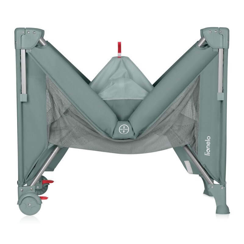 Lionelo Patut pliabil multifunctional Ellen Verde cu laterala culisanta nivel suplimentar intrare laterala cu fermoar 2 roti saltea pliabila si geanta de transport incluse 0-36 luni pana la 15 kg 120x60 cm