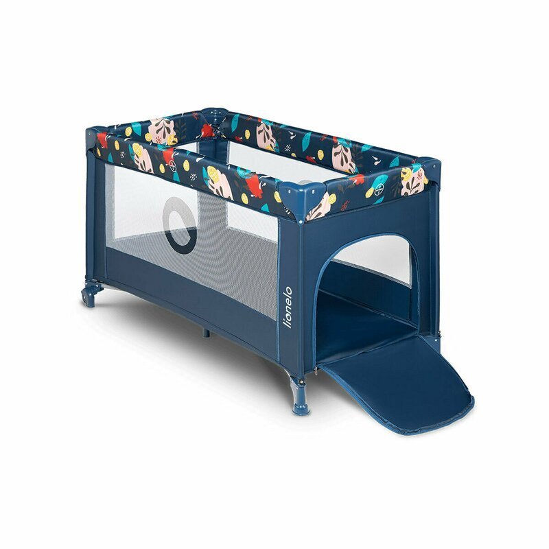 Lionelo Patut pliabil Stefi Blue Navy cu un nivelintrare laterala cu fermoar roti conform cu standardul european de securitate EN 716