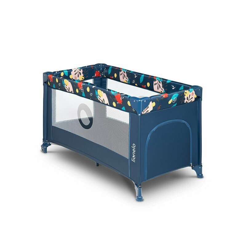 Lionelo Patut pliabil Stefi Blue Navy cu un nivelintrare laterala cu fermoar roti conform cu standardul european de securitate EN 716