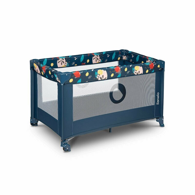 Lionelo Patut pliabil Stefi Blue Navy cu un nivelintrare laterala cu fermoar roti conform cu standardul european de securitate EN 716