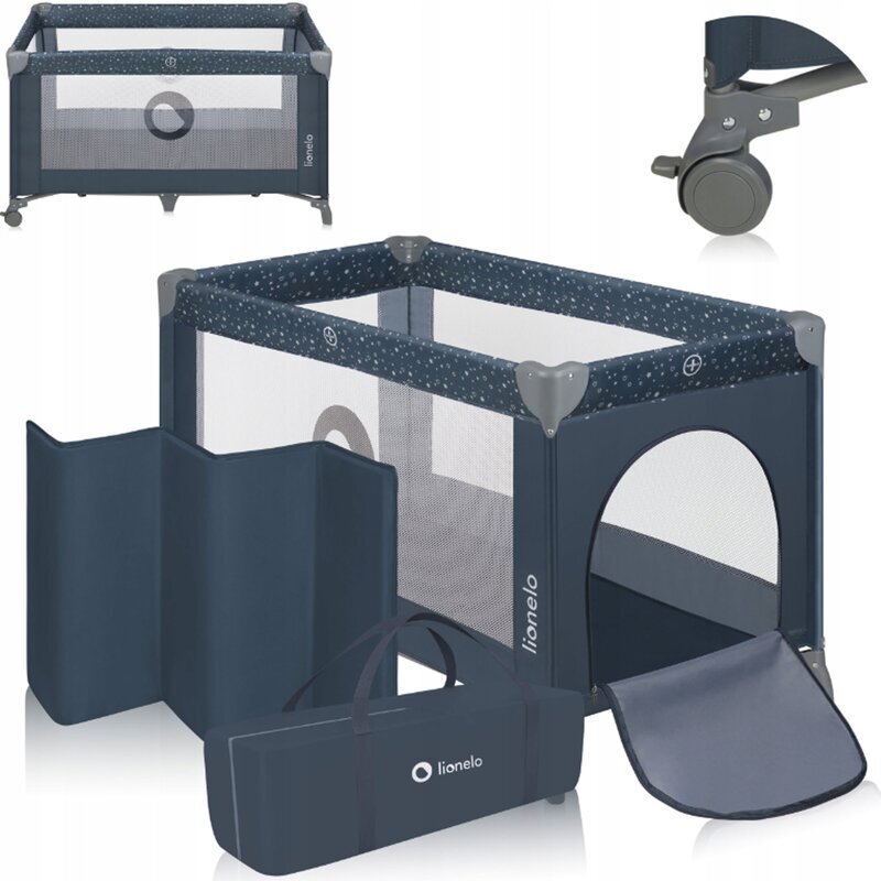 Lionelo Patut pliabil Stefi BlueGrey cu un nivel intrare laterala cu fermoar roti conform cu standardul european de securitate EN 716