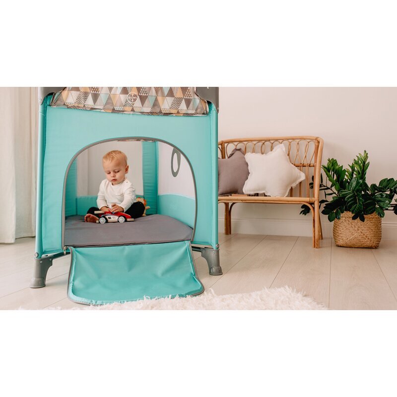 Lionelo Patut pliabil Stefi BlueGrey cu un nivel intrare laterala cu fermoar roti conform cu standardul european de securitate EN 716