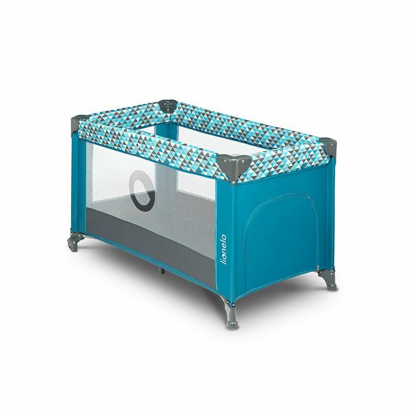 Lionelo Patut pliabil Stefi Turquoise cu un nivel intrare laterala cu fermoar roti conform cu standardul european de securitate EN 716