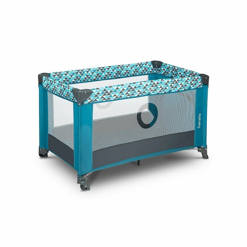 Lionelo Patut pliabil Stefi Turquoise cu un nivel intrare laterala cu fermoar roti conform cu standardul european de securitate EN 716