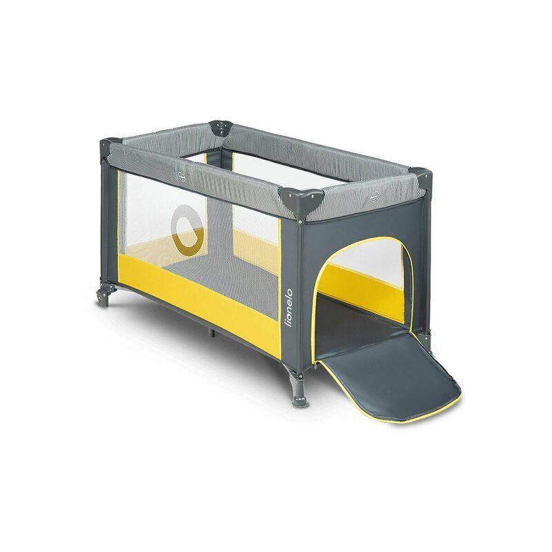 Lionelo Patut pliabil Stefi Yellow Lemon cu un nivel intrare laterala cu fermoar roti conform cu standardul european de securitate EN 716