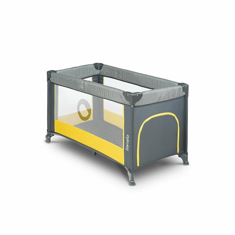 Lionelo Patut pliabil Stefi Yellow Lemon cu un nivel intrare laterala cu fermoar roti conform cu standardul european de securitate EN 716