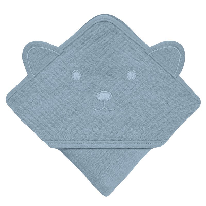 Lionelo Prosop de baie cu gluga din muselina 100 bumbac 80x80 cm albastru