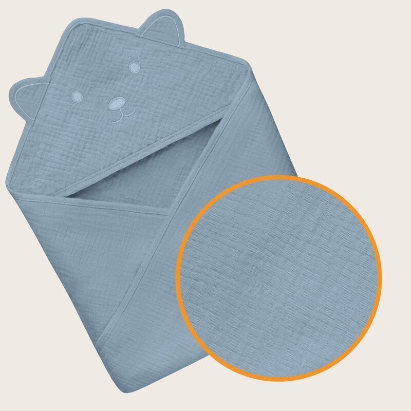 Lionelo Prosop de baie cu gluga din muselina 100 bumbac 80x80 cm albastru