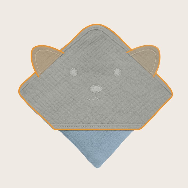 Lionelo Prosop de baie cu gluga din muselina 100 bumbac 80x80 cm albastru