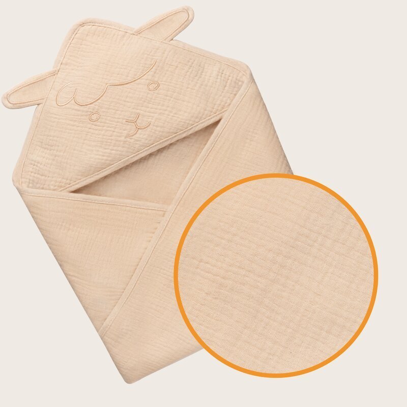Lionelo Prosop de baie cu gluga din muselina 100 bumbac 80x80 cm bej deschis