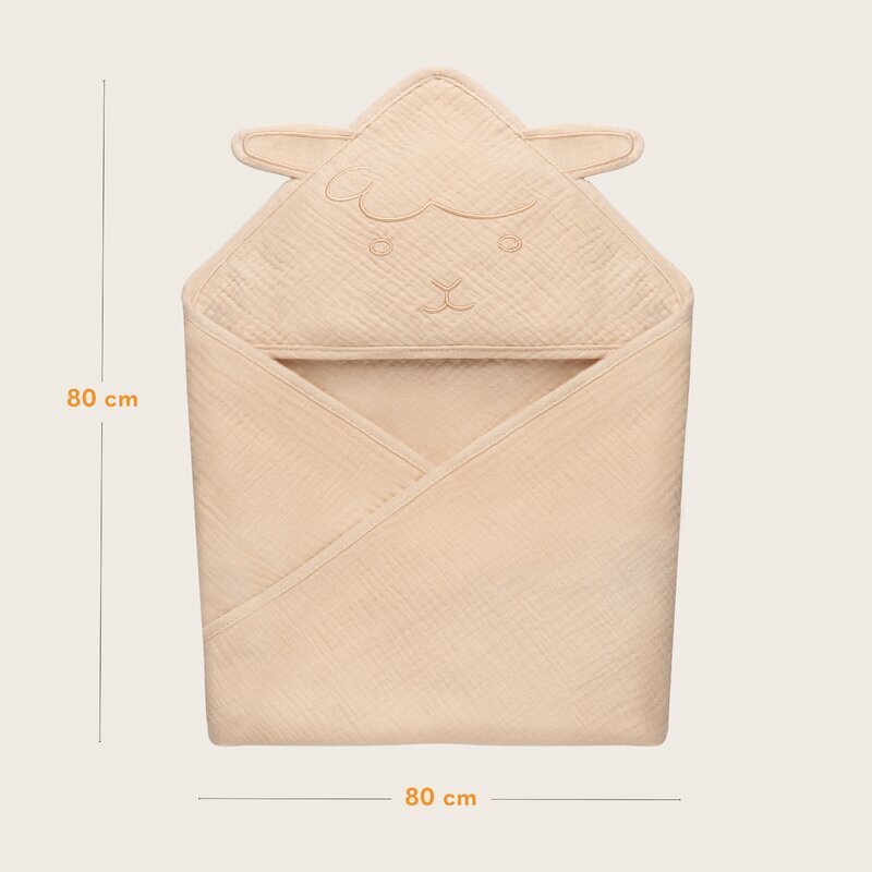 Lionelo Prosop de baie cu gluga din muselina 100 bumbac 80x80 cm bej deschis