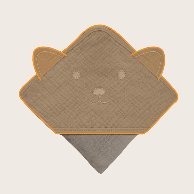Lionelo Prosop de baie cu gluga din muselina 100 bumbac 80x80 cm bej inchis