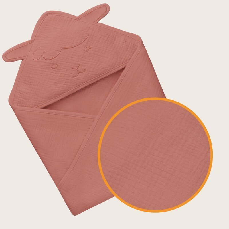Lionelo Prosop de baie cu gluga din muselina 100 bumbac 80x80 cm rosu
