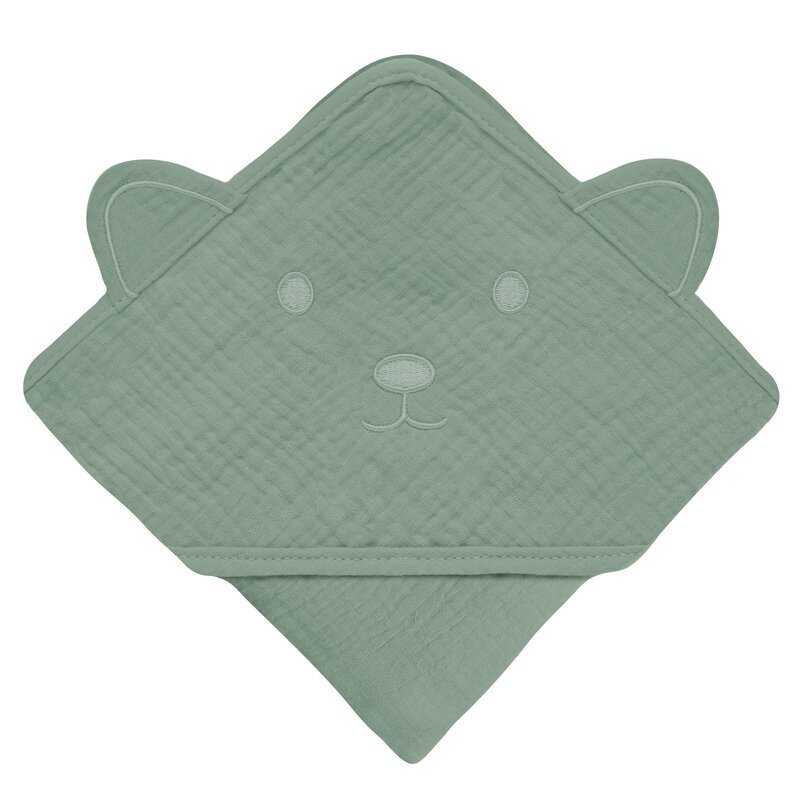 Lionelo Prosop de baie cu gluga din muselina 100 bumbac 80x80 cm verde