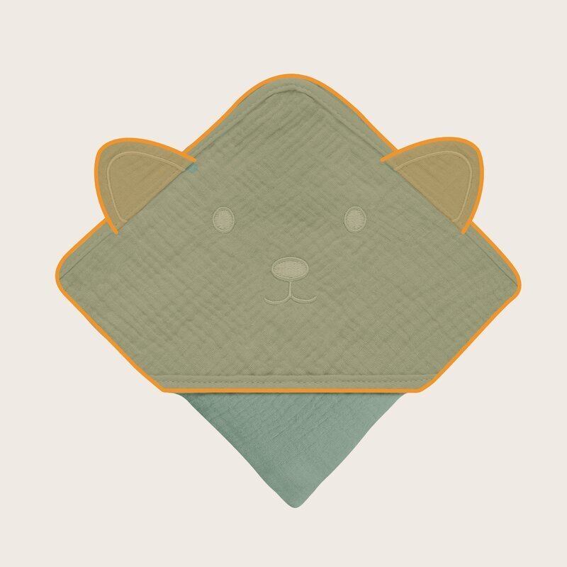 Lionelo Prosop de baie cu gluga din muselina 100 bumbac 80x80 cm verde