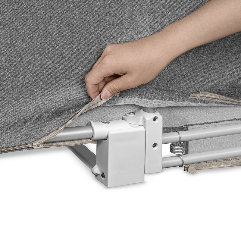 Lionelo Protectie laterala pat Lora Gri pliabila sistem de blocare StandSafe geanta de transport inclusa