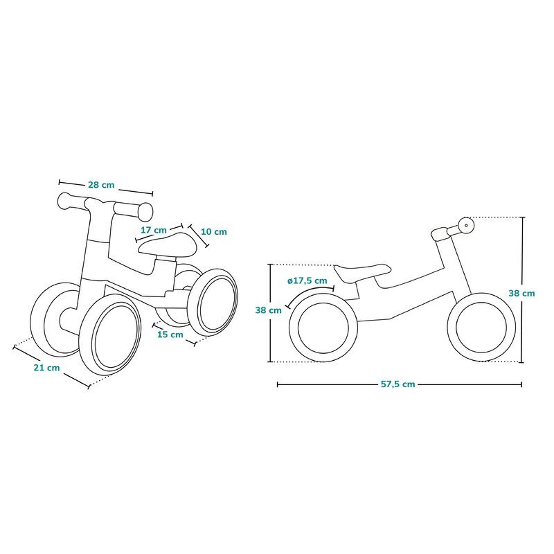 Lionelo Ride-On copii fara pedale Villy Rozde la 12-36 luniroti din spuma EVAsistem de blocare a directieiinaltimea scaunului de la sol 26 cm greutate maxima admisa 30 kg