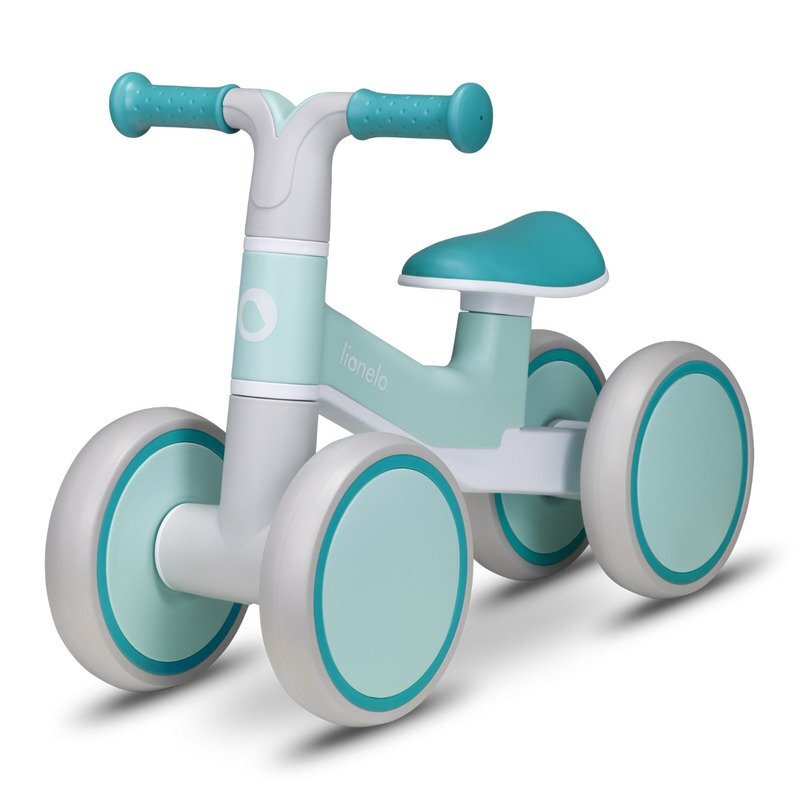 Lionelo Ride-On copii fara pedale Villy Verde turcoazde la 12-36 luniroti din spuma EVAsistem de blocare a directieiinaltimea scaunului de la sol 26 cm greutate maxima admisa 30 kg