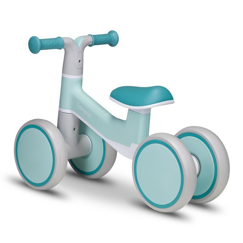 Lionelo Ride-On copii fara pedale Villy Verde turcoazde la 12-36 luniroti din spuma EVAsistem de blocare a directieiinaltimea scaunului de la sol 26 cm greutate maxima admisa 30 kg