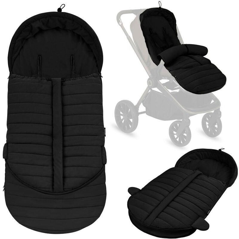 Lionelo Sac de iarna Oli Negru pentru carucior landou sau scaun auto 101x45 cm impermeabil rezistent pana la -20 grade extensibil
