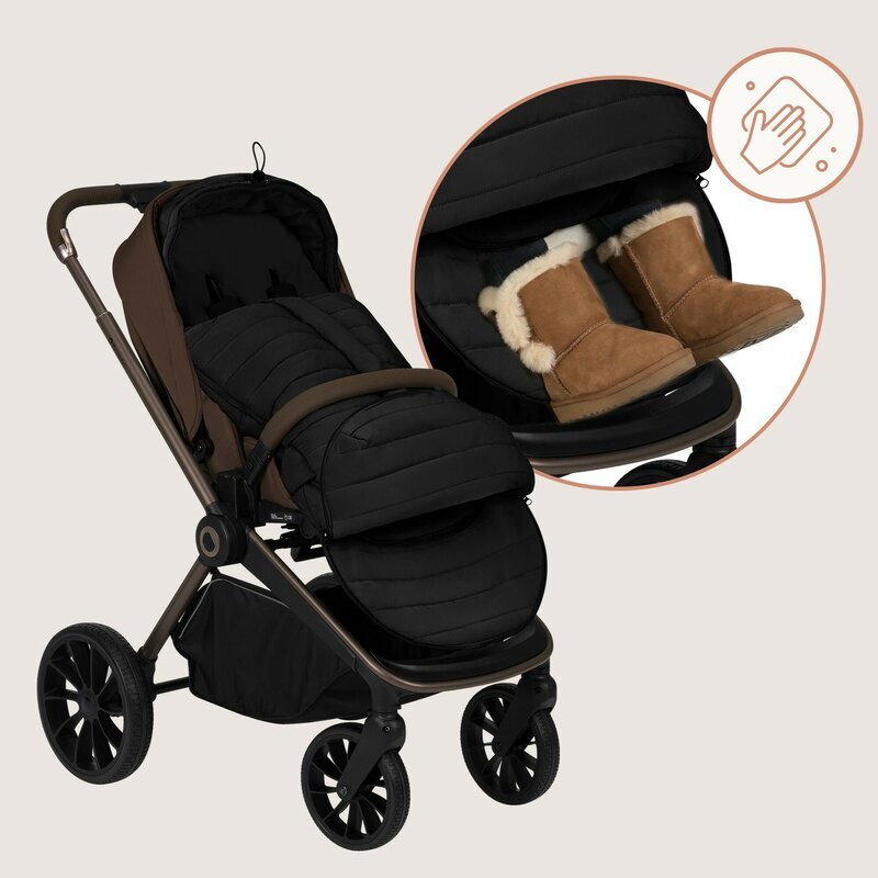 Lionelo Sac de iarna Oli Negru pentru carucior landou sau scaun auto 101x45 cm impermeabil rezistent pana la -20 grade extensibil