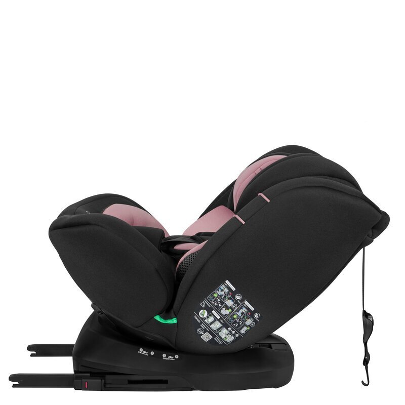 Lionelo Scaun auto Bastiaan i-Size 4 in 1 Protectie laterala Spatar inclinabil in 4 pozitii Tetiera reglabila in 7 pozitii Rotire 360 grade Top Tether 0-36 Kg 40-150 cm Isofix Conform ECE R12903 Roz deschis