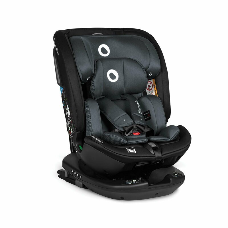 Lionelo Scaun auto Bastiaan RWF Gri i-Size pozitie de somn protectie laterala rotire 360 grade 0-36 kg cu isofix si centura Top Tether conform cu standardul european de securitate ECE R129