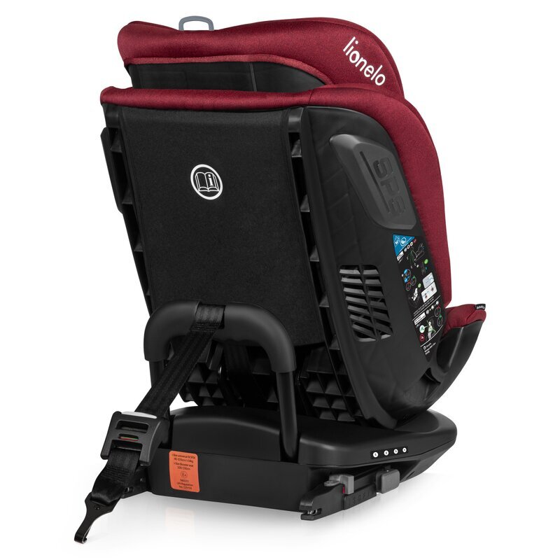 Lionelo Scaun auto Bastiaan RWF Rosu i-Size pozitie de somn protectie laterala rotire 360 grade 0-36 kg cu isofix si centura Top Tether conform cu standardul european de securitate ECE R129