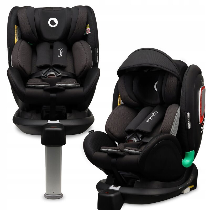 Lionelo Scaun auto I-size Antoon Plus rotire 360 grade 0-18 kg Testat ADAC cu Isofix si picior de sustinere negru