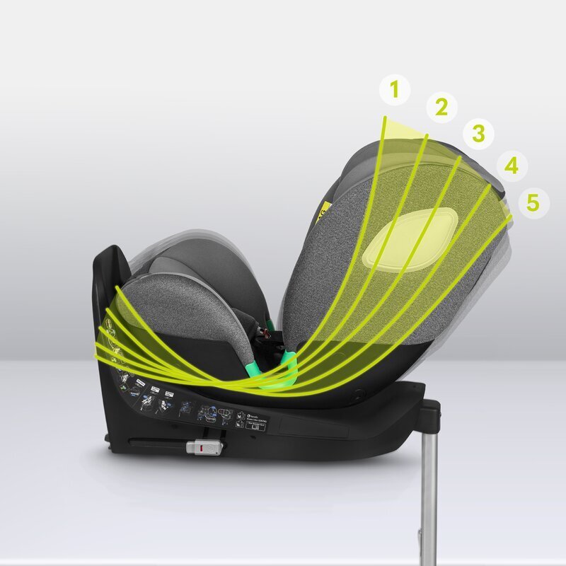 Lionelo Scaun auto i-Size Braam 0-36 Kg 40-150 cm cu isofix si picior de fixare gri