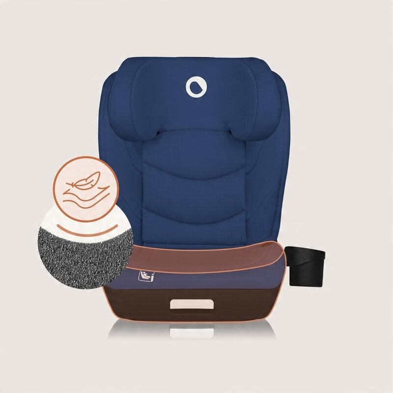 Lionelo Scaun auto i-Size Neal Albastru spatar reglabil in 4 pozitii tetiera in 10 pozitii suport sticla inclus 15-36 Kg 100-150 cm cu isofix conform ECE R129