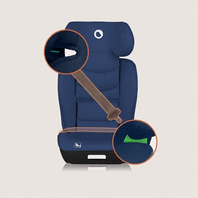 Lionelo Scaun auto i-Size Neal Albastru spatar reglabil in 4 pozitii tetiera in 10 pozitii suport sticla inclus 15-36 Kg 100-150 cm cu isofix conform ECE R129