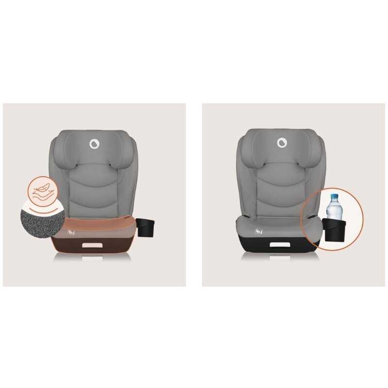 Lionelo Scaun auto i-Size Neal Gri spatar reglabil in 4 pozitii tetiera in 10 pozitii suport sticla inclus 15-36 Kg 100-150 cm cu isofix conform ECE R129