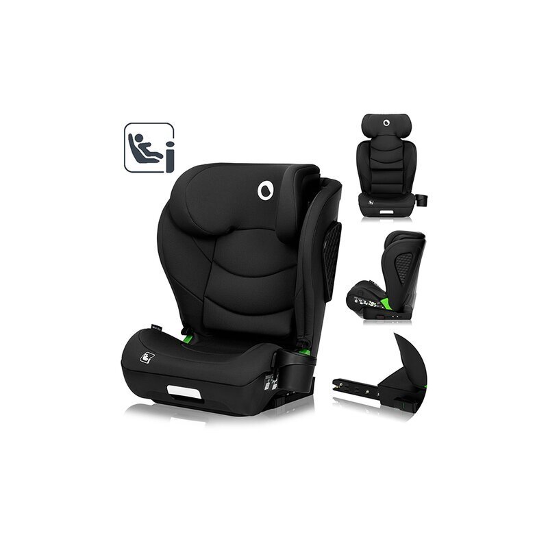Lionelo Scaun auto i-Size Neal Negru spatar reglabil in 4 pozitii tetiera in 10 pozitii suport sticla inclus 15-36 Kg 100-150 cm cu isofix conform ECE R129