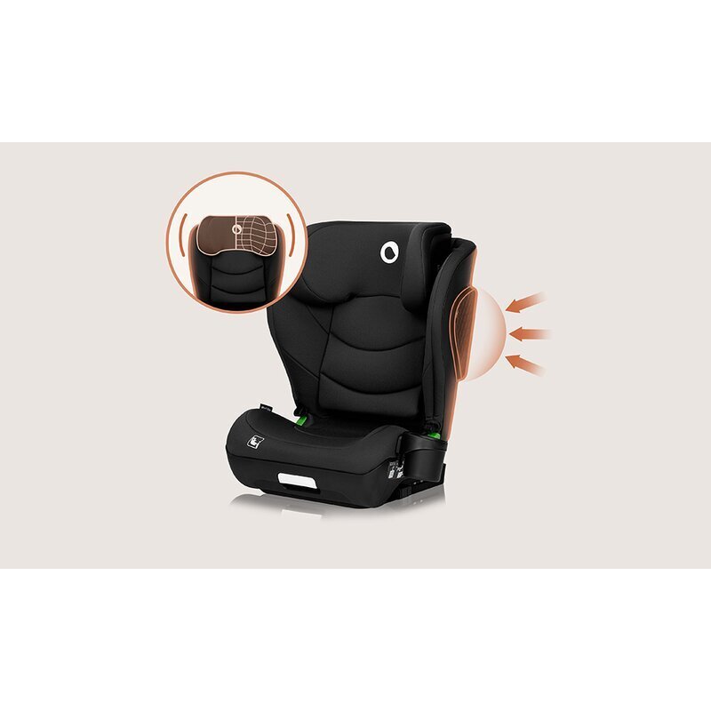 Lionelo Scaun auto i-Size Neal Negru spatar reglabil in 4 pozitii tetiera in 10 pozitii suport sticla inclus 15-36 Kg 100-150 cm cu isofix conform ECE R129