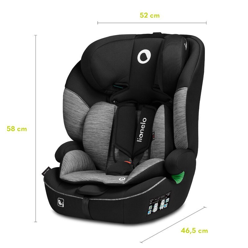 Lionelo Scaun auto Levi Gri i-Size universal instalare FWF cu tetiera reglabila in 10 pozitii spatar detasabil 76-150 cm conform cu R129