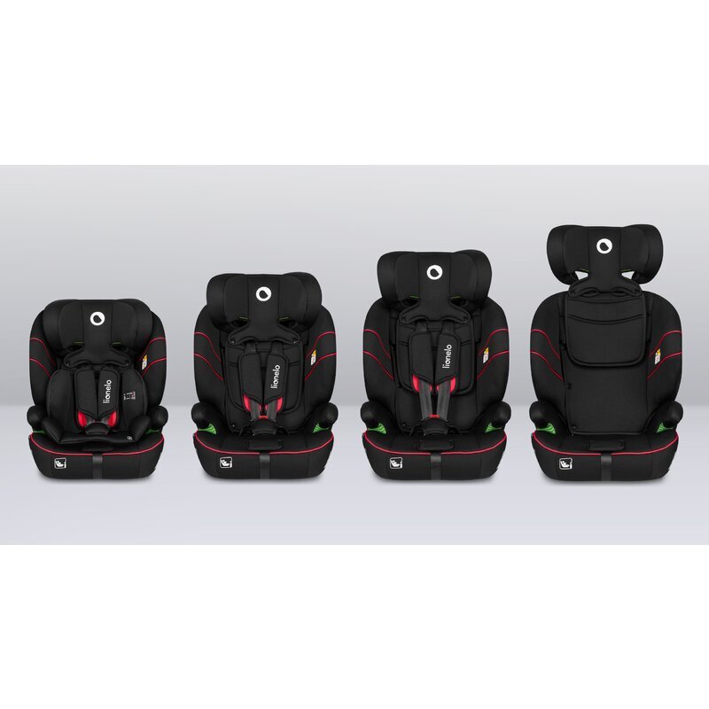 Lionelo Scaun auto Levi Negru i-Size universal instalare FWF cu tetiera reglabila in 10 pozitii spatar detasabil 76-150 cm conform cu R129