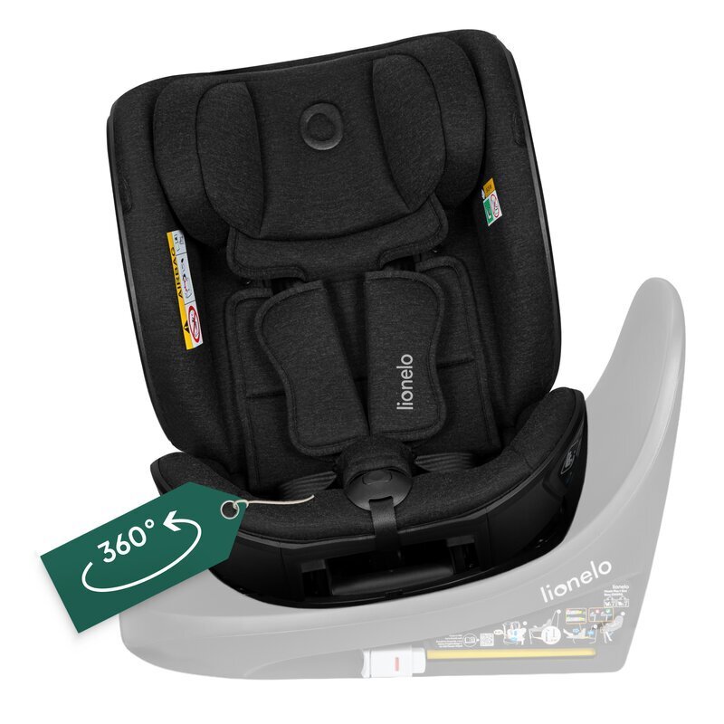 Lionelo Scaun auto Moxie Next I-Size negru 40-105 cm cu tetiera reglabila pe 8 trepte inclinare spatar in 5 pozitii si husa detasabila Conform cu R129