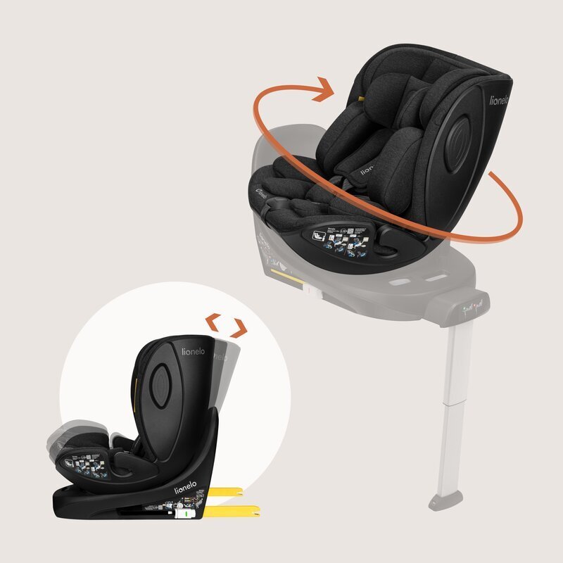 Lionelo Scaun auto Moxie Next I-Size negru 40-105 cm cu tetiera reglabila pe 8 trepte inclinare spatar in 5 pozitii si husa detasabila Conform cu R129