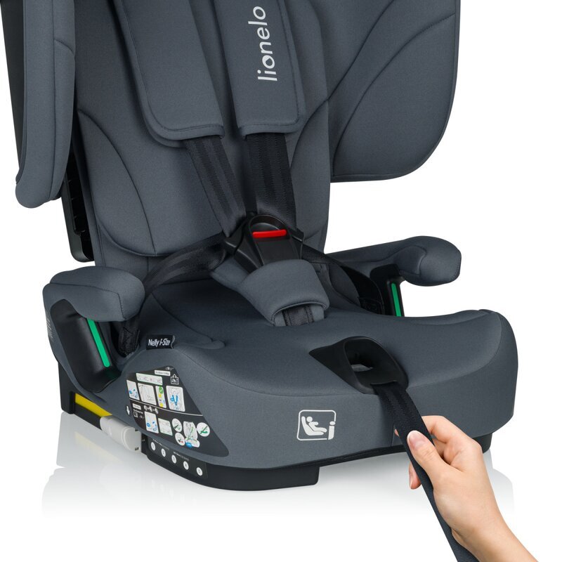 Lionelo Scaun auto Nelly Gri pliabil i-Size 76-150 cm tetiera reglabila in 15 pozitii spatar reglabil in 4 pozitii sisteme Isofix si Top Tether conform cu ECE R129