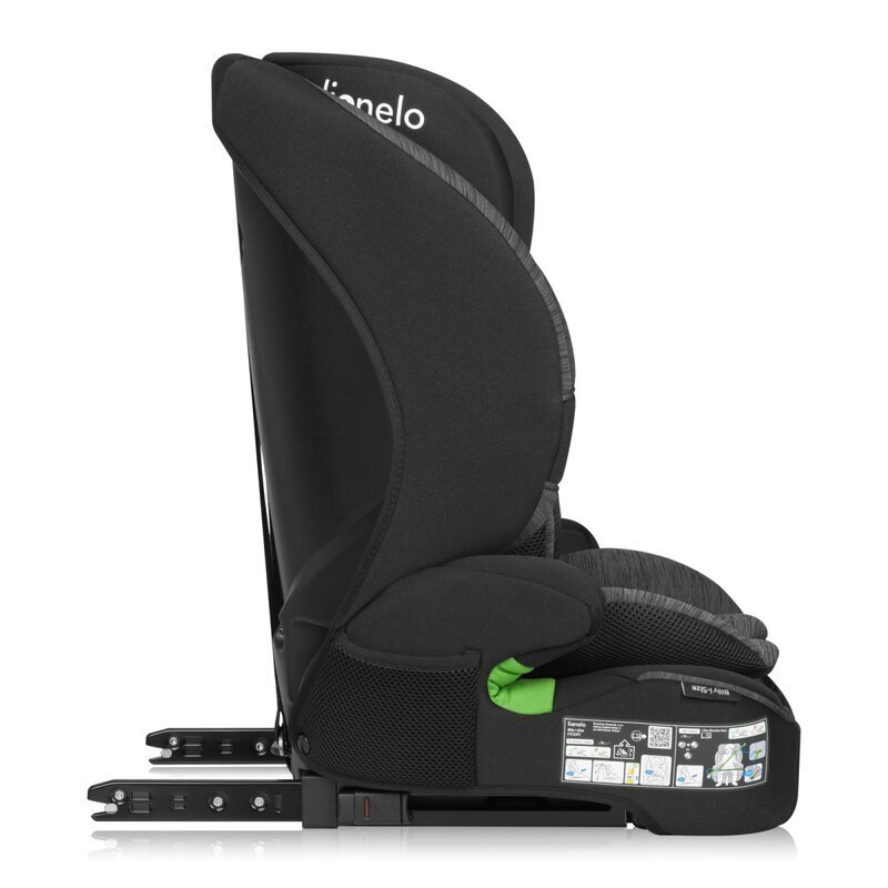 Lionelo Scaun auto pentru copii Billy GriNegru i-Size 76-150 cm isofix + top tether tetiera reglabila testat la impact conform cu R129