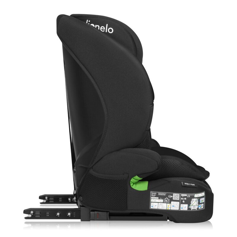Lionelo Scaun auto pentru copii Billy Negru i-Size 76-150 cm isofix + top tether tetiera reglabila testat la impact conform cu R129