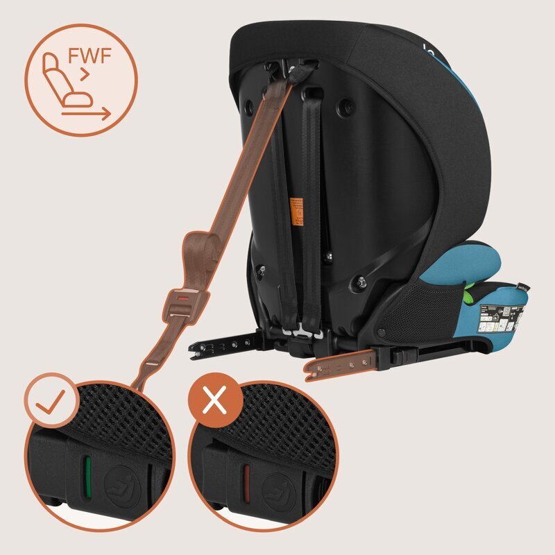 Lionelo Scaun auto pentru copii Levi Fix Albastru i-Size 76-150 cm 123 isofix + Top Tether tetiera reglabila testat la impact conform cu R129