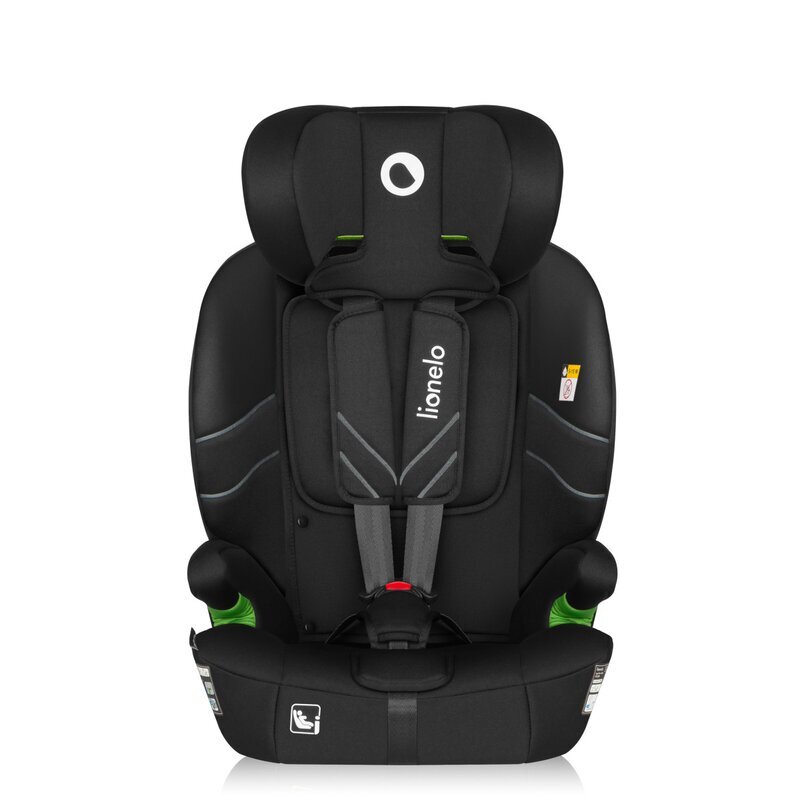 Lionelo Scaun auto pentru copii Levi Fix Negru i-Size 76-150 cm 123 isofix + Top Tether tetiera reglabila testat la impact conform cu R129