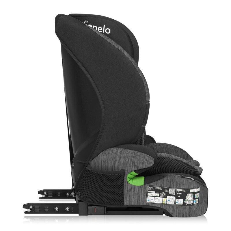 Lionelo Scaun auto pentru copii Levi Fix NegruGri i-Size 76-150 cm 123 isofix + Top Tether tetiera reglabila testat la impact conform cu R129