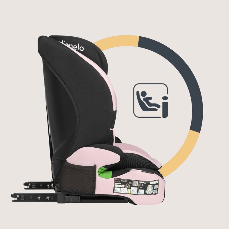 Lionelo Scaun auto pentru copii Levi Fix Roz i-Size 76-150 cm 123 isofix + Top Tether tetiera reglabila testat la impact conform cu R129
