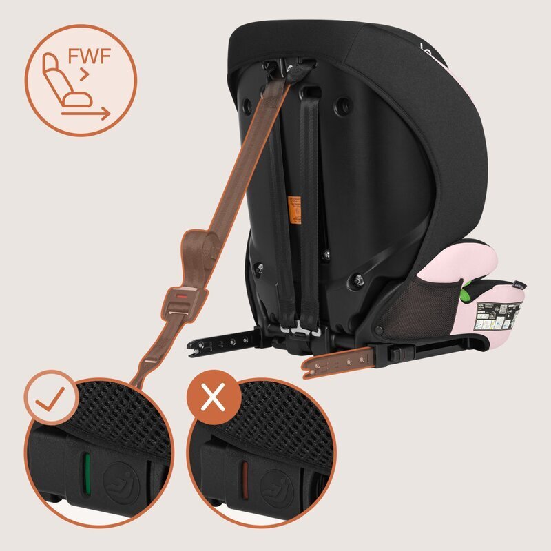 Lionelo Scaun auto pentru copii Levi Fix Roz i-Size 76-150 cm 123 isofix + Top Tether tetiera reglabila testat la impact conform cu R129