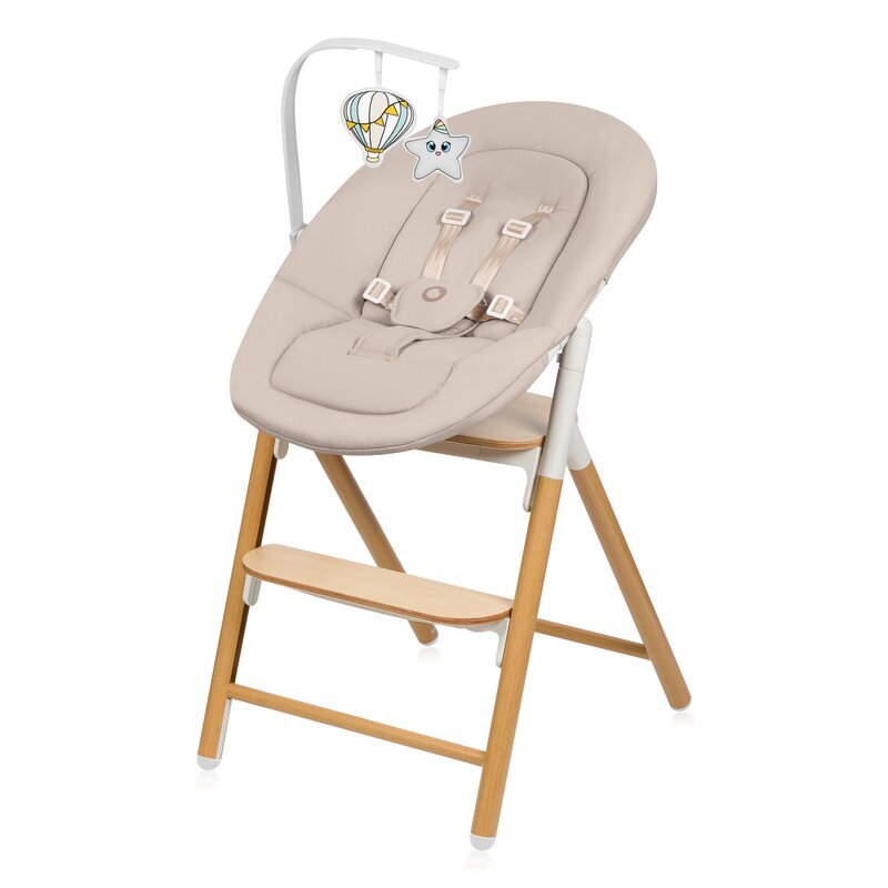 Lionelo Scaun de masa 4 in 1 Celia AlbNatur multifunctional cu functie de balansoar reglabil pe inaltime suport pentru picioare reglabil