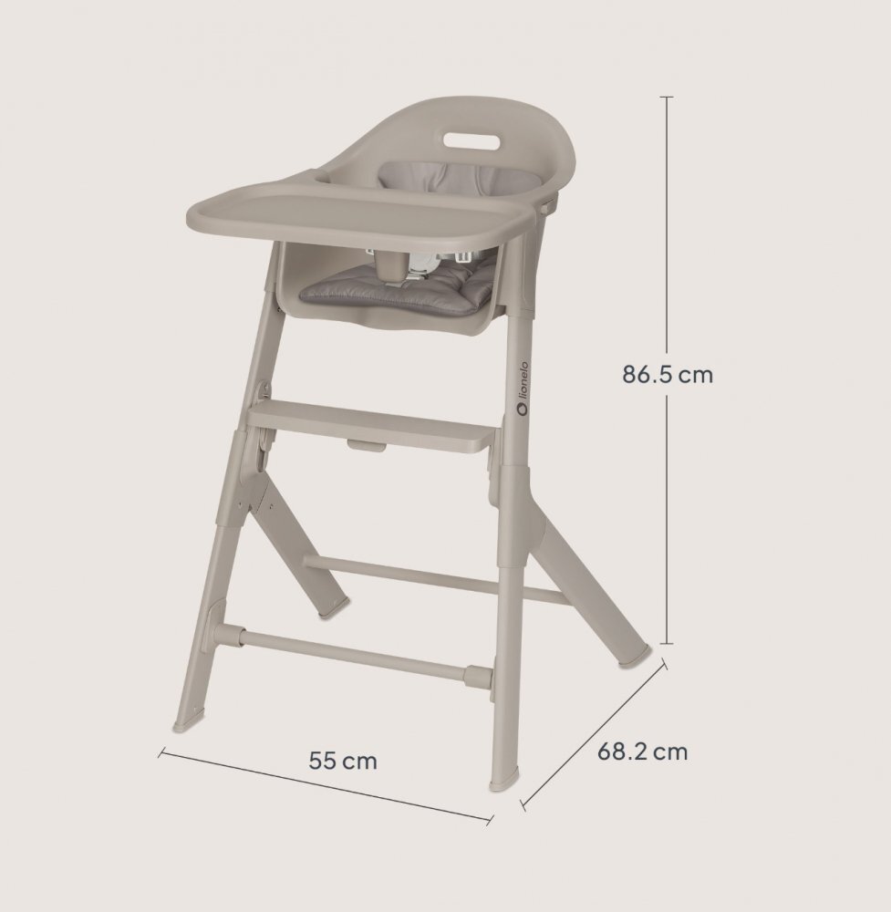 Lionelo Scaun de masa Beny Bej cu suport pentru picioare tavita ajustabila in 2 pozitii insertie moale centuri in 3 puncte sustine 15 kg 6 luni+