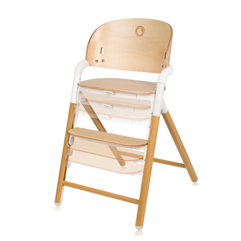 Lionelo Scaun de masa multifunctional Celia din lemn de fag 6 luni- adult reglabil pe inaltime husa impermeabila tavita silicon suport de picioare reglabil greutate maxima 90 Kg AlbNatural
